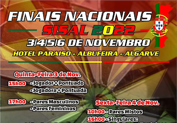 Finais Nacionais Sisal 2022 entre os dias 3 a 6 de Novembro no Hotel Paraíso, em Albufeira