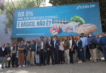 CDS-PP lança Outdoor - IVA à taxa zero dos bens alimentares essenciais
