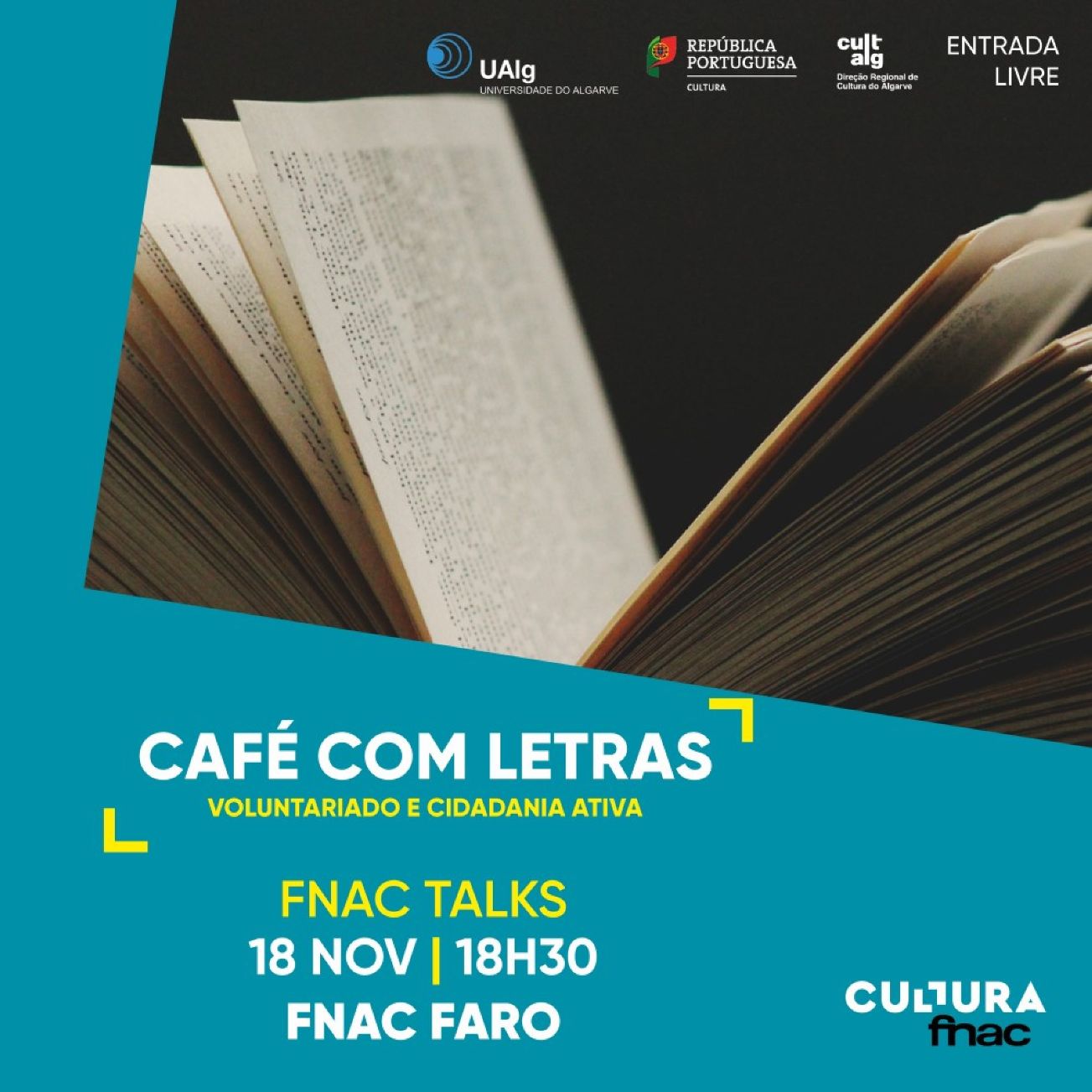 Ciclo de conversas - Café com Letras na Fnac de Faro sobre voluntariado e cidadania activa