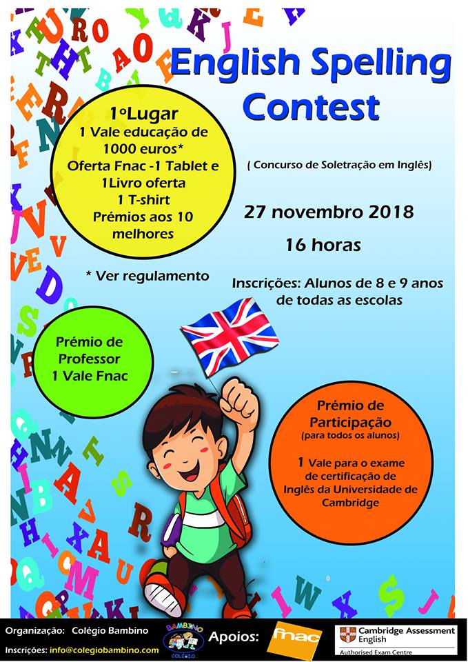 Colégio Bambino promove grande desafio educativo "English Spelling Contest 2018