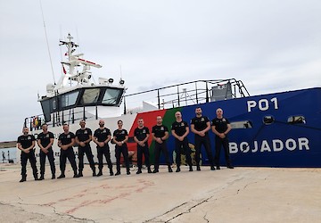 Lancha de Patrulhamento Costeiro Bojador chegou a Crotone em Itália, no âmbito da missão da FRONTEX