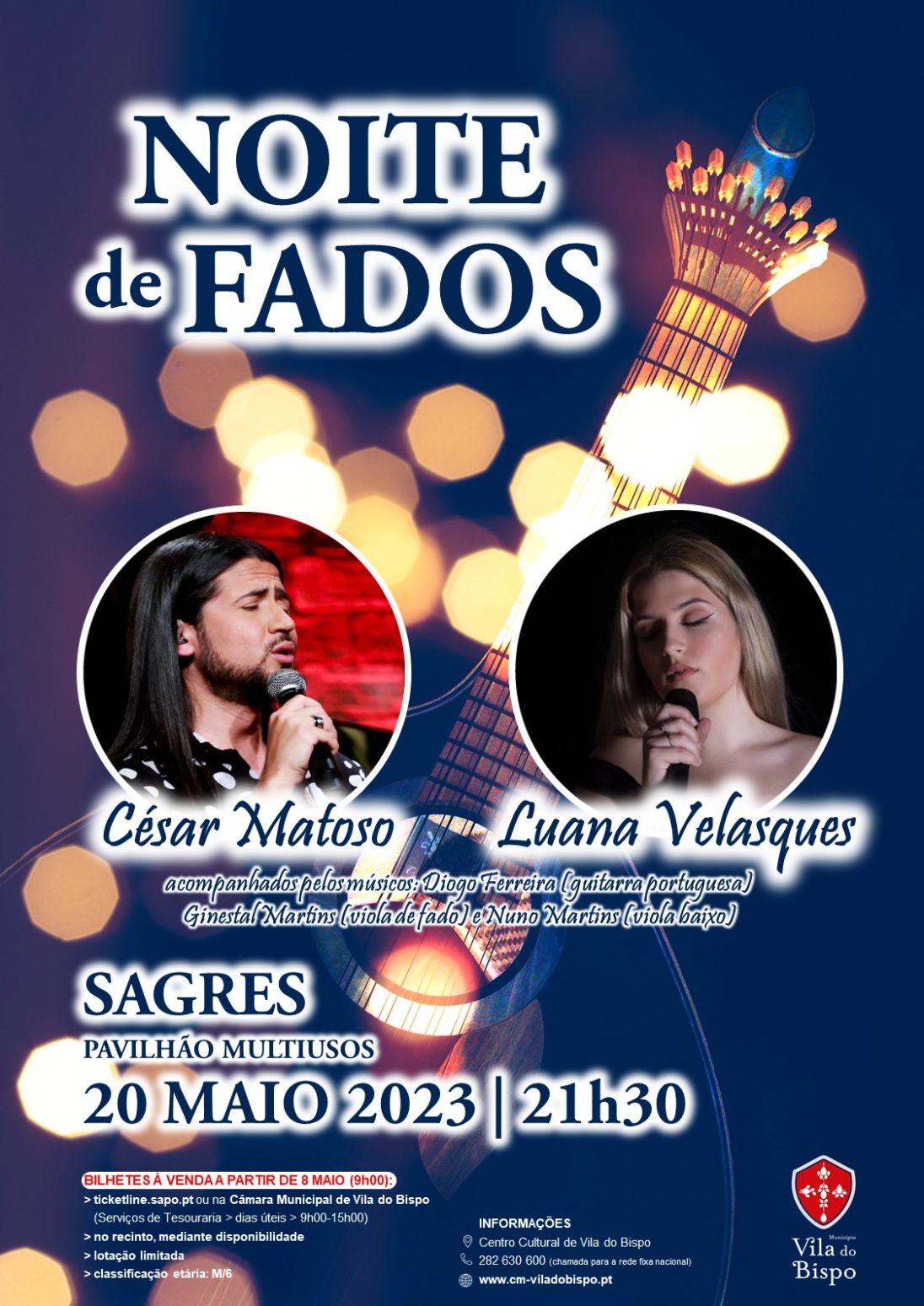 Noite de Fados com César Matoso e Luana Velasques no Pavilhão Multiusos de Sagres