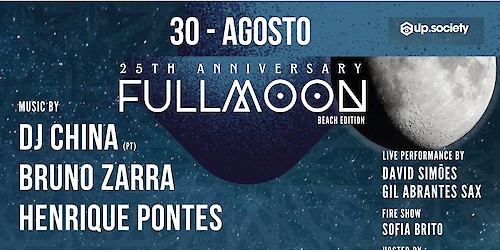 “Fullmoon” de 30 de agosto encerra o ciclo das luas cheias de verão na Praia da Galé