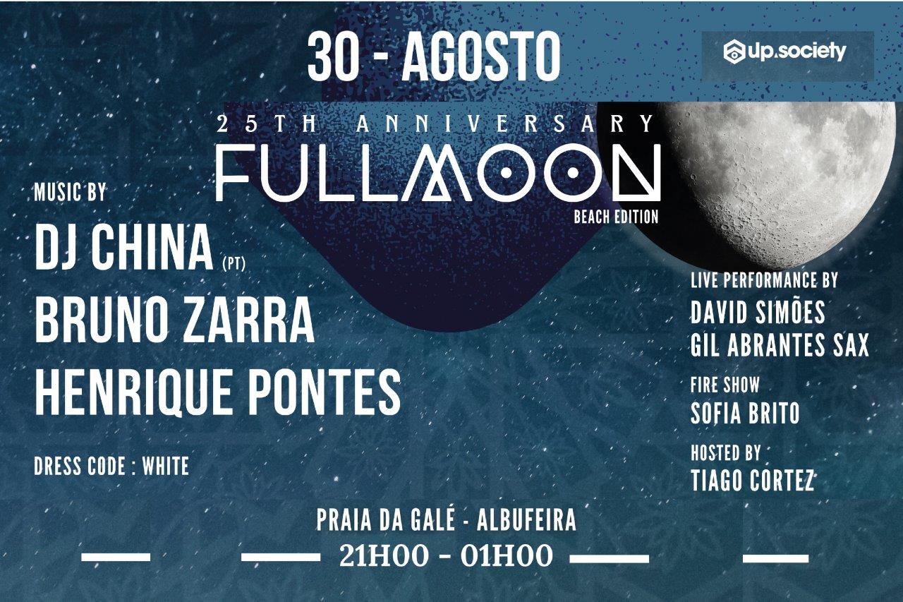 “Fullmoon” de 30 de agosto encerra o ciclo das luas cheias de verão na Praia da Galé