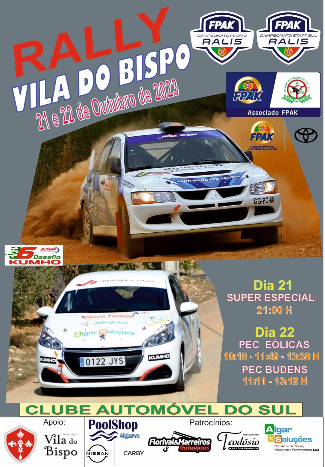 O Rally de Vila do Bispo está de volta e vai para a estrada este fim-de-semana, dias 21 e 22 de Outubro