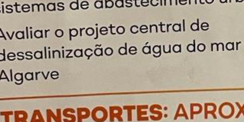 Direita pretende parar central dessalinizadora do Algarve