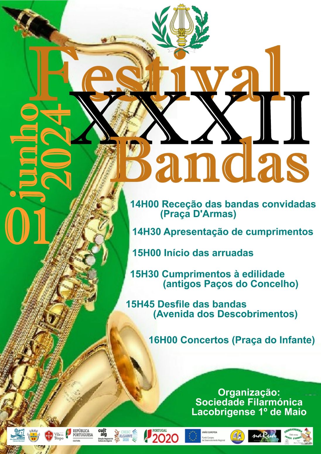 Sociedade Filarmónica Lacobrigense 1º de Maio promove o XXXII Festival de Bandas Lagos 2024
