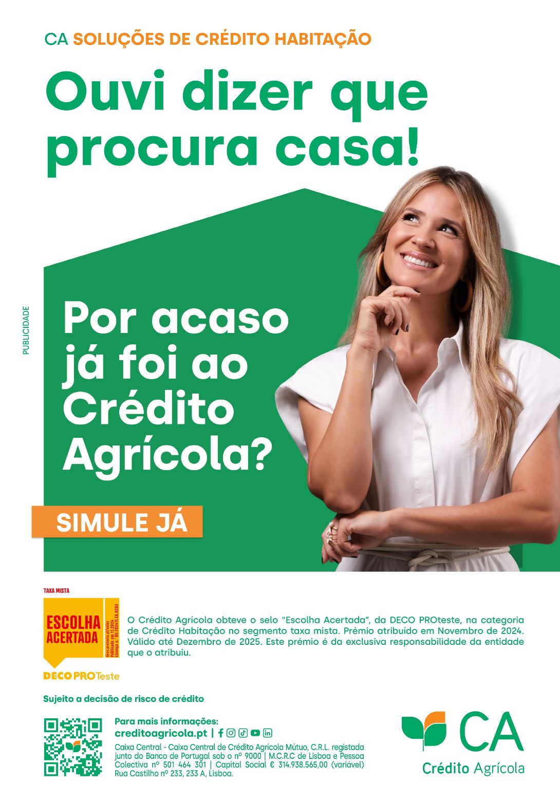 Crédito Agrícola lança mais uma vaga da campanha CA Soluções de Crédito Habitação