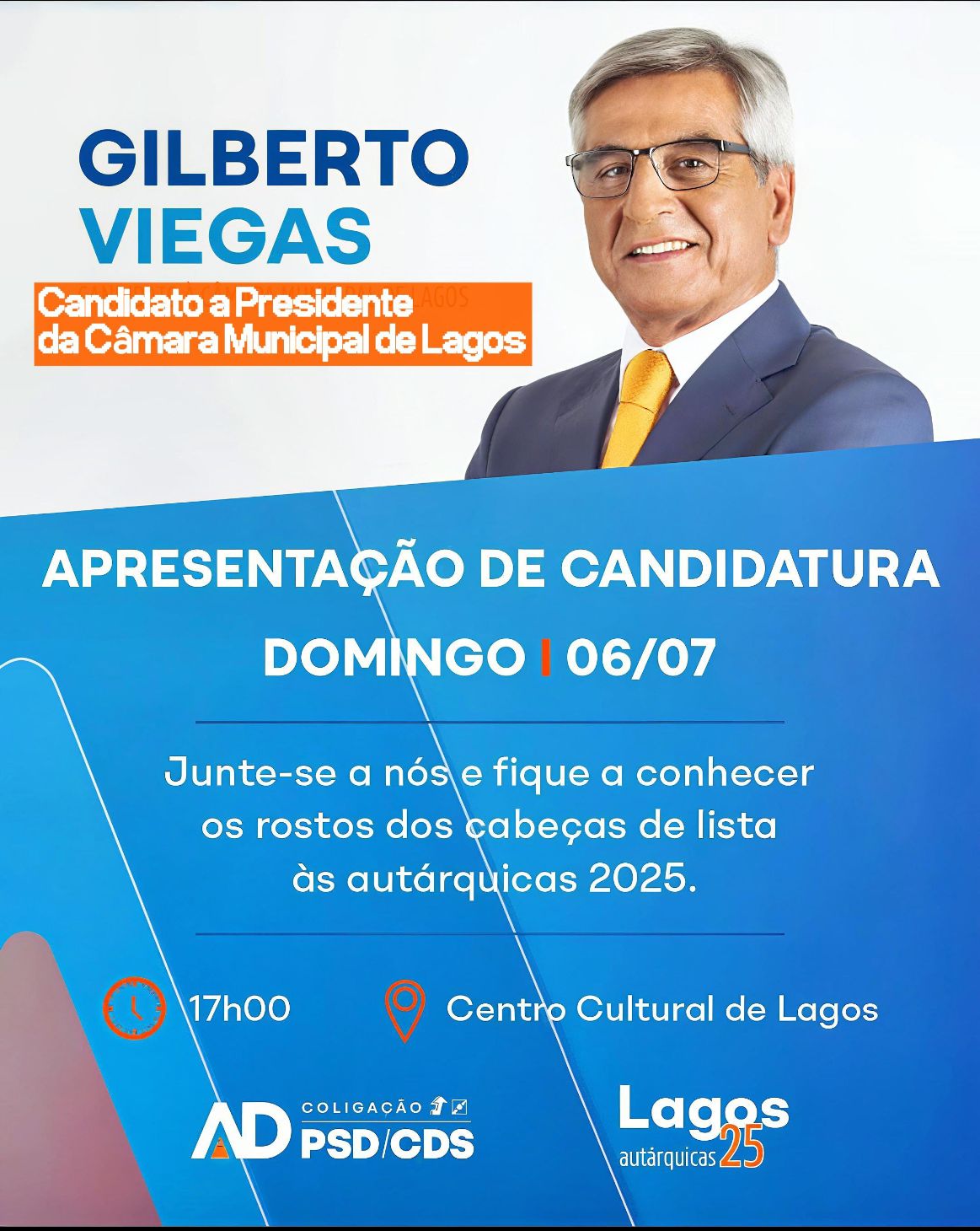Gilberto Viegas é candidato da AD à Câmara Municipal de Lagos
