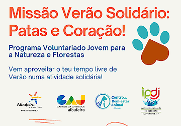 Oportunidade de voluntariado em Albufeira “Missão Verão Solidário – Patas e Coração”