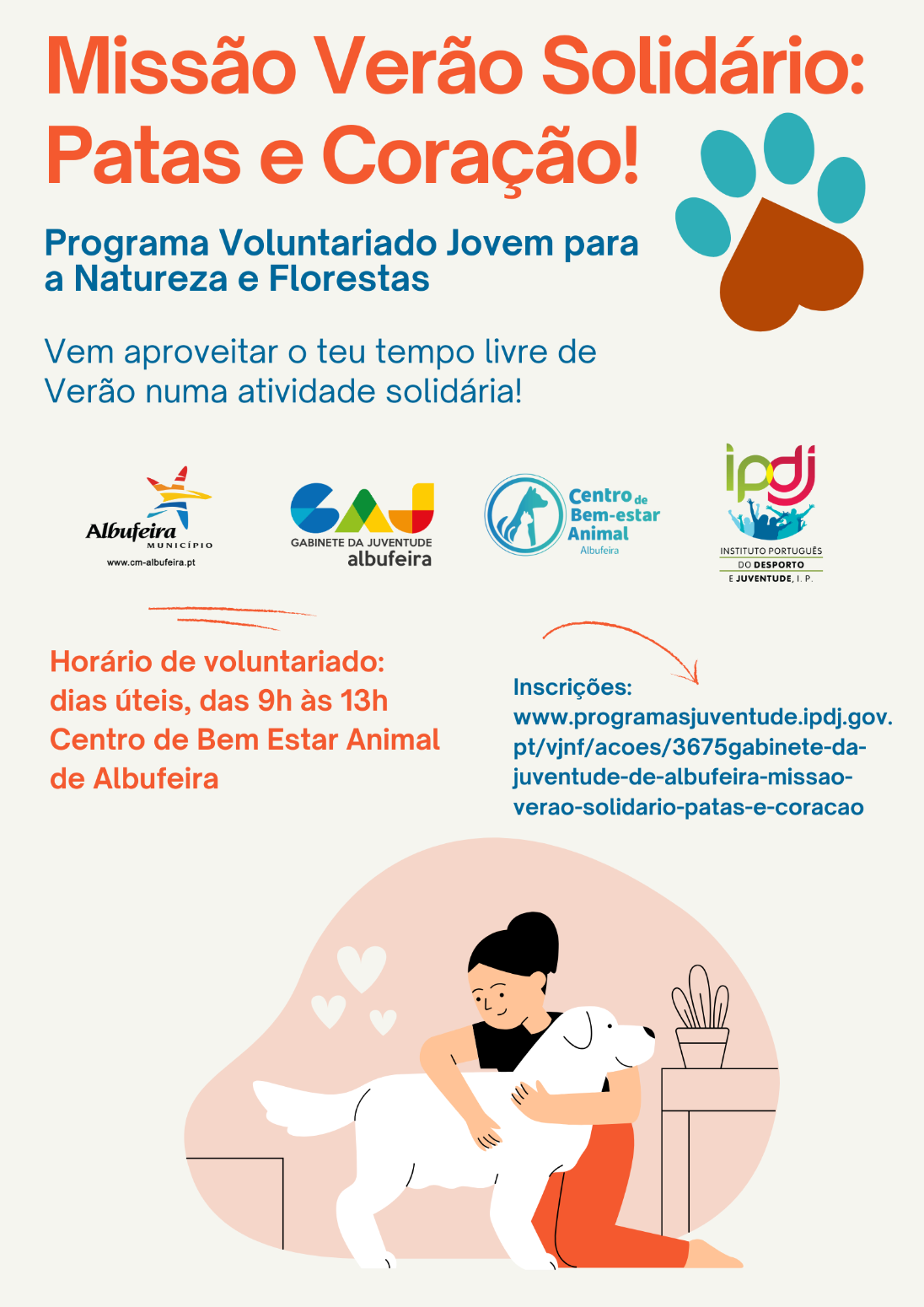 Oportunidade de voluntariado em Albufeira “Missão Verão Solidário – Patas e Coração”