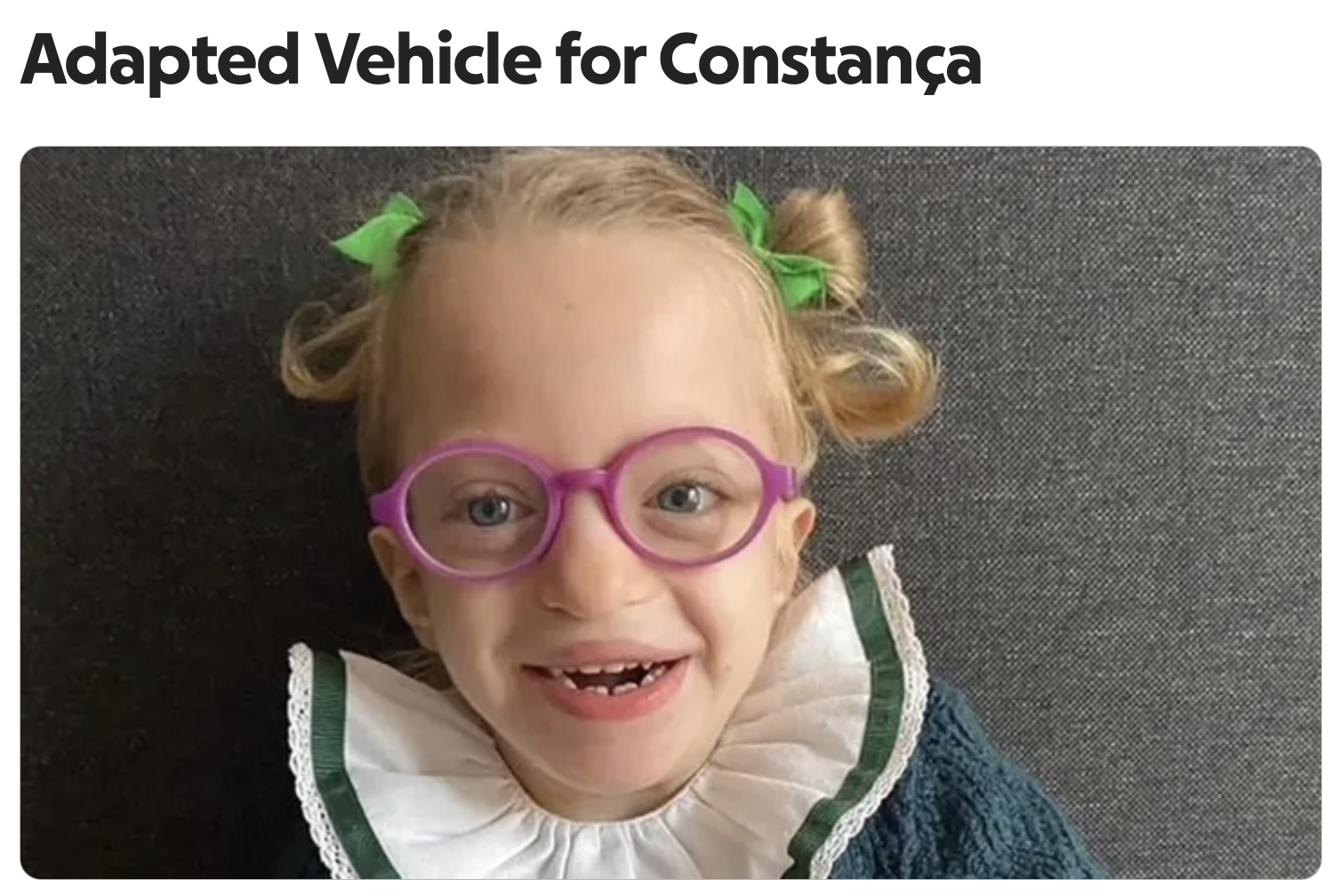 Campanha solidária para aquisição de carro adaptado