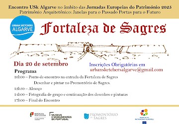 Fortaleza de Sagres associa-se às Jornadas Europeias do Património com um Encontro de Urban Sketchers Algarve e “Concertos ao Entardecer”