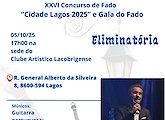 XXVI Concurso de Fado “Cidade de Lagos 2025” e Gala do Fado em Outubro