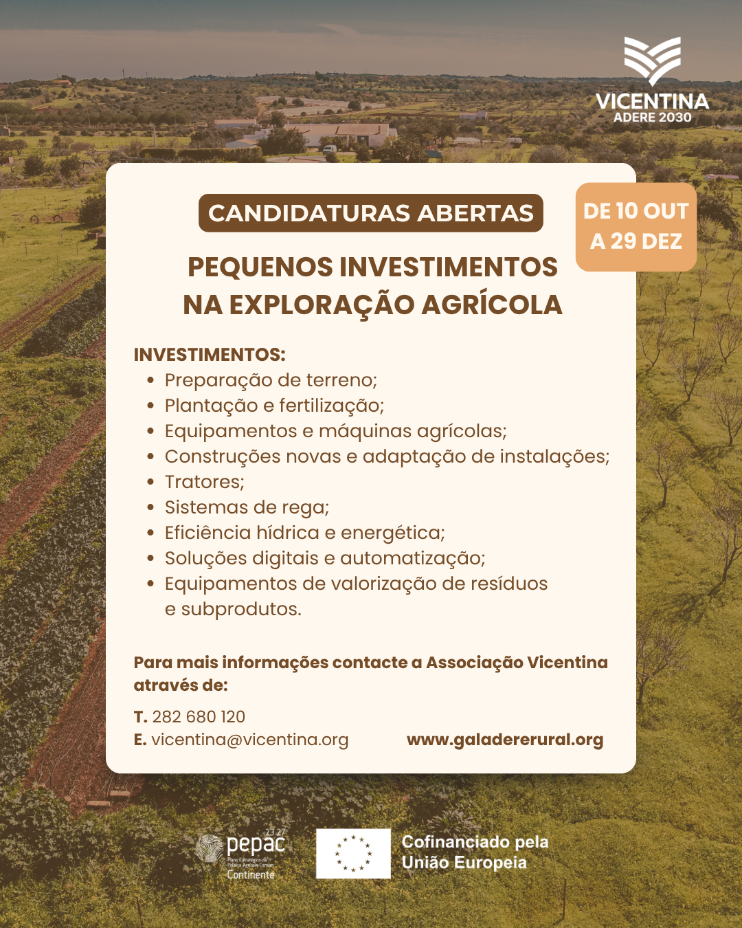 GAL Vicentina Adere 2030 lança a Implementação da Estratégia de Desenvolvimento Local com a abertura do 1º concurso para apoio ao investimento
