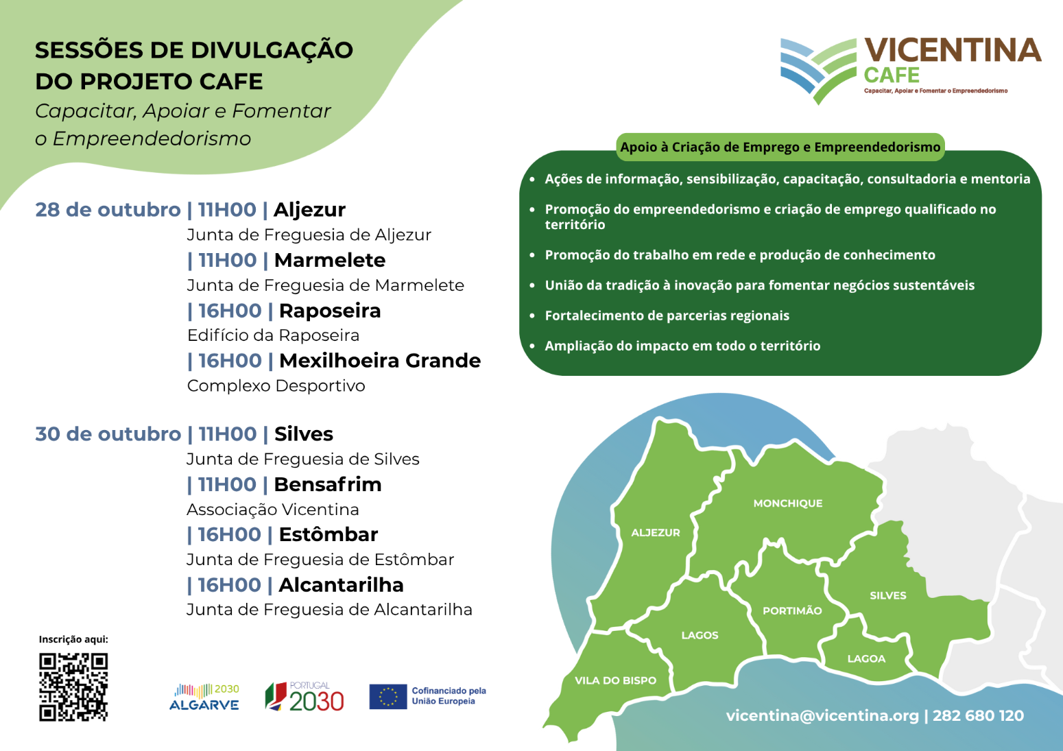A Vicentina promove Sessões de Divulgação no âmbito da criação de emprego e microempreendedorismo – Projeto CAFE