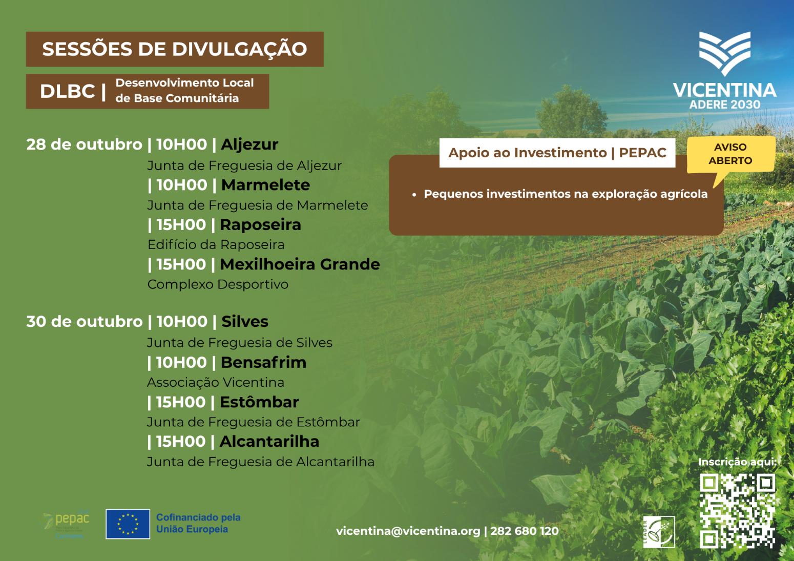 A Vicentina promove Sessões de Divulgação no âmbito da medida  D1.1.1.1 – Pequenos investimentos na exploração agrícola