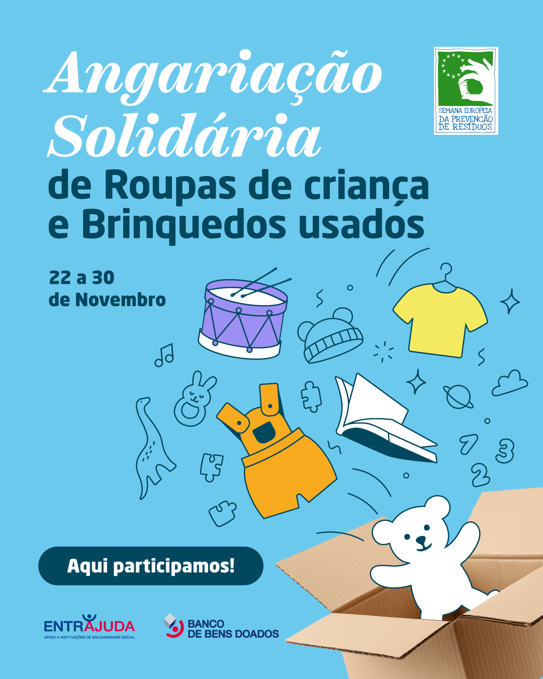 ALGAR e a ENTRAJUDA promovem campanha solidária de angariação de roupas e brinquedos usados