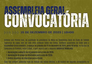 Convocatória da Assembleia-Geral Ordinária do Clube de Futebol Esperança de Lagos