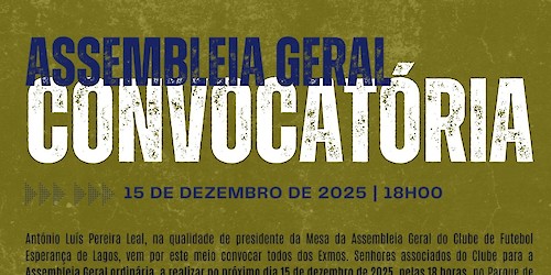 Convocatória da Assembleia-Geral Ordinária do Clube de Futebol Esperança de Lagos