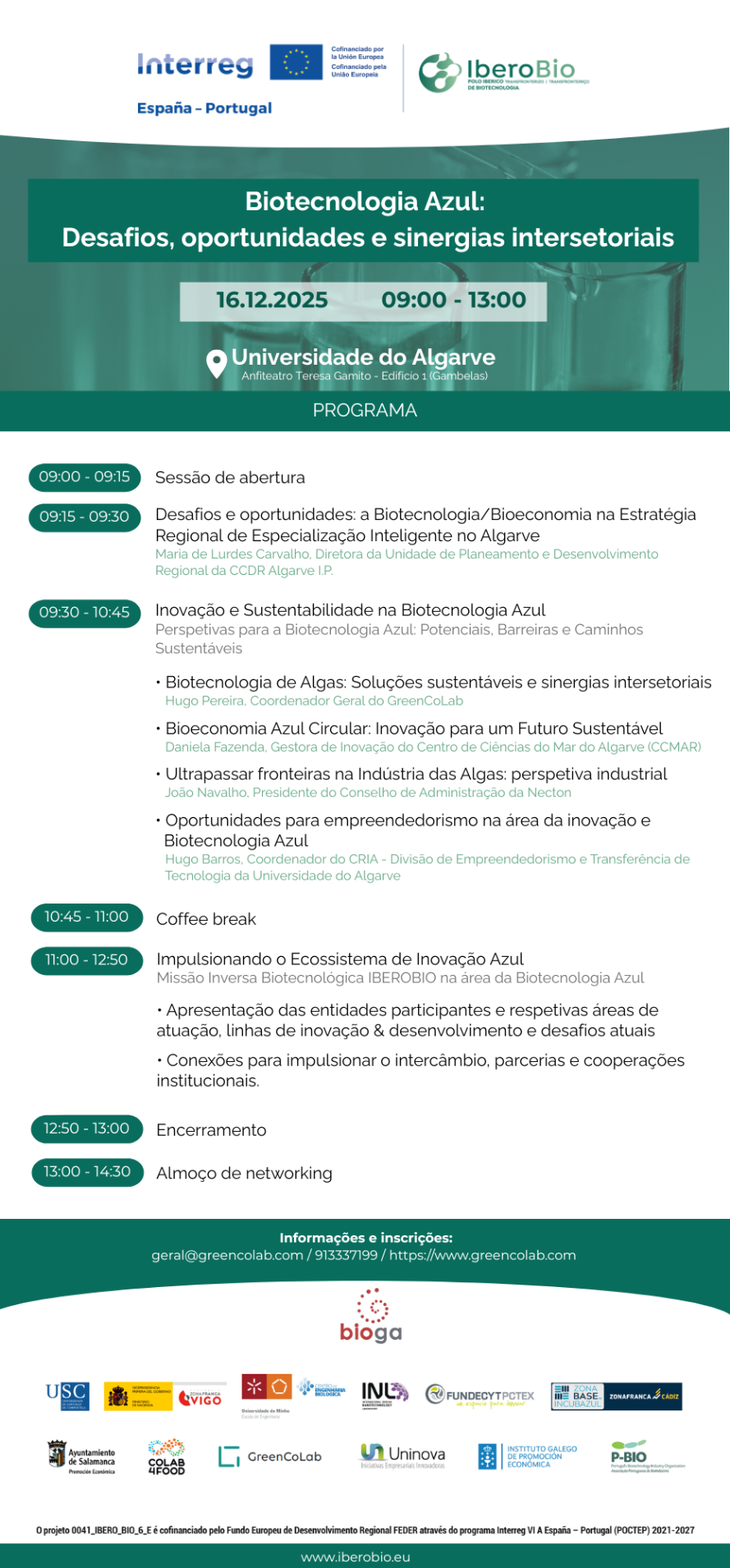 Biotecnologia Azul: Desafios, oportunidades e sinergias intersetoriais, 16.12.25, Universidade do Algarve