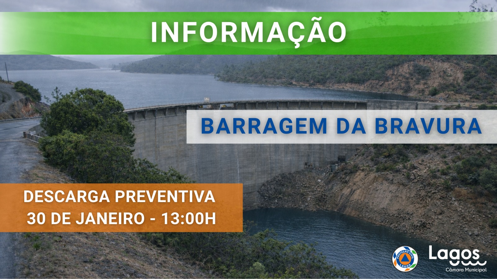 Aviso à População – Descarga Preventiva na Barragem da Bravura