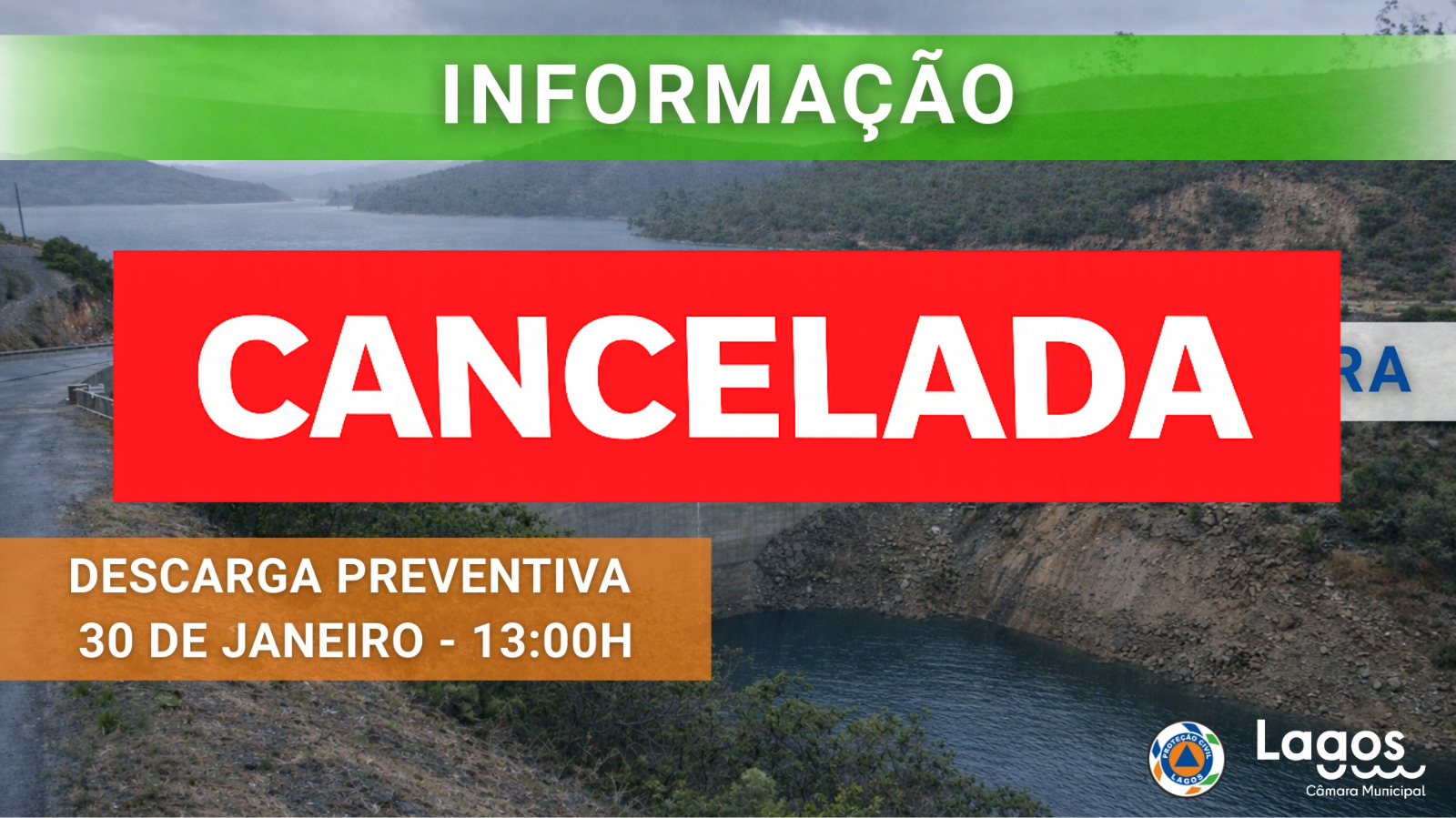 Actualização de Informação: Descarga Preventiva na Barragem da Bravura Cancelada