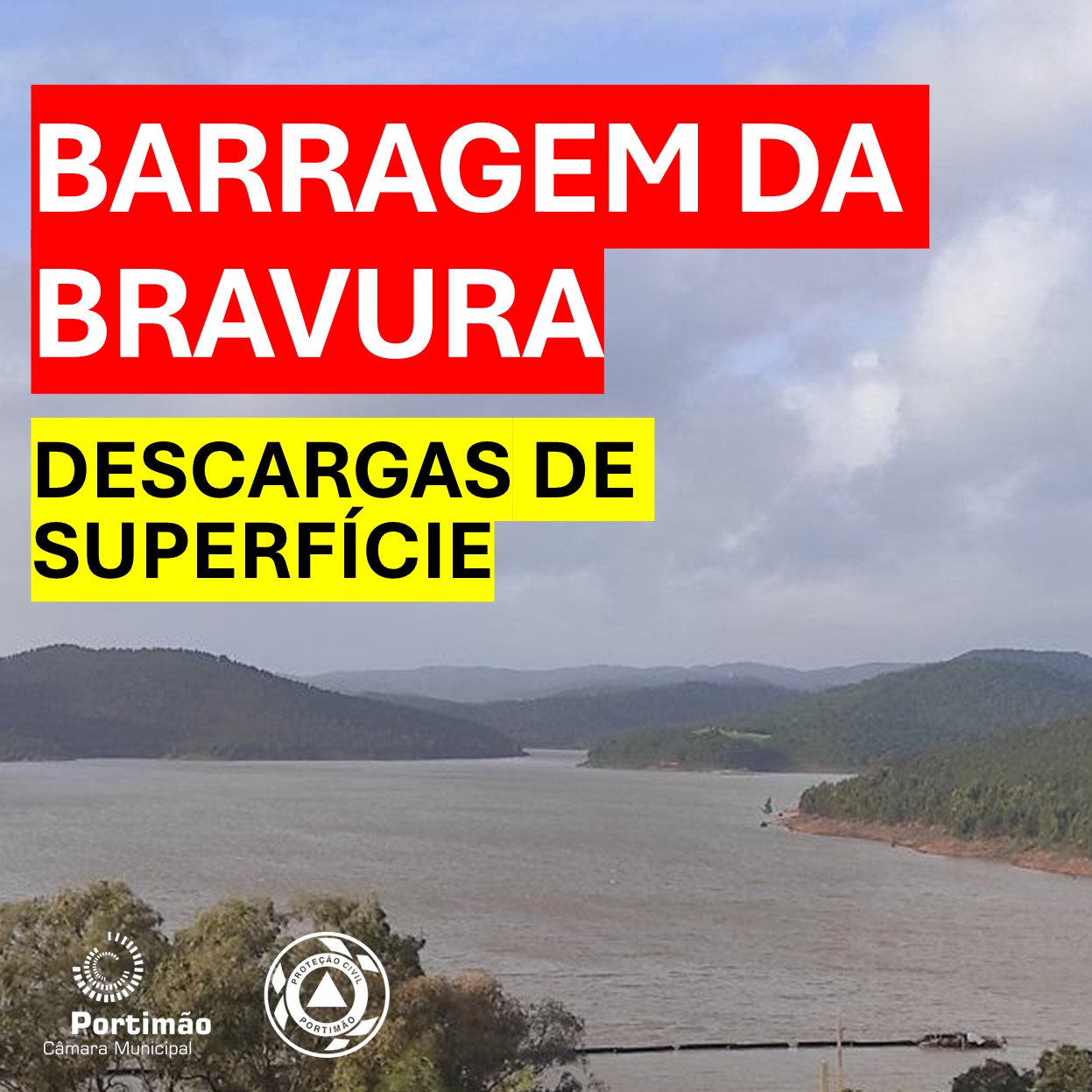 Descargas de superfície na Barragem da Bravura