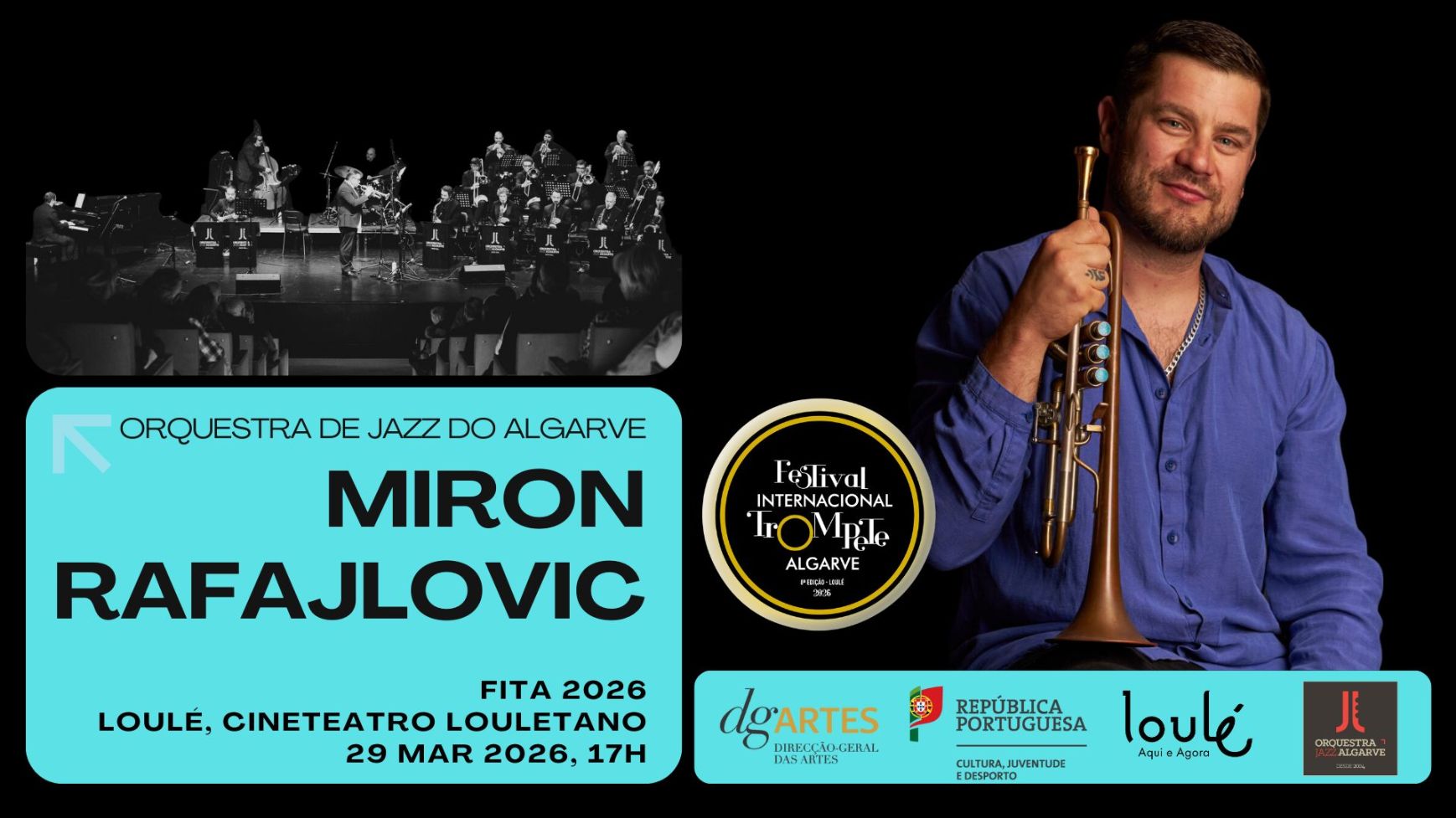 Bilhetes para concerto de Miron Rafajlovic & Orquestra de Jazz do Algarve quase esgotados – levantamento prévio obrigatório