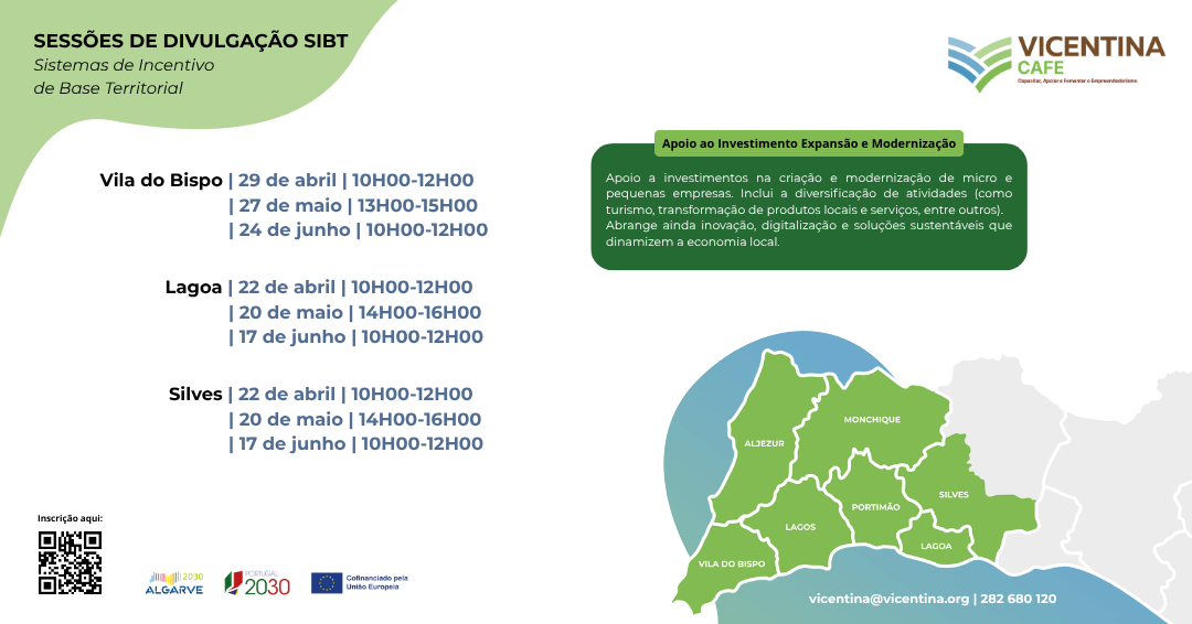 A Vicentina promove Sessões de Divulgação dos apoios SIBT dirigidas a micro e pequenas empresas