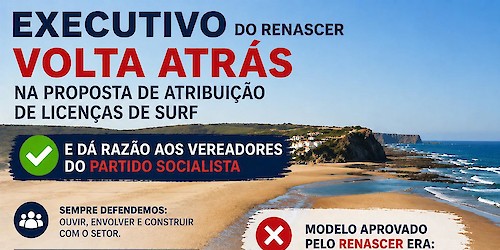 Aljezur: Executivo do Renascer volta atrás na proposta de Atribuição de Licenças de Surf e dá Razão aos vereadores eleitos pelo Partido Socialista