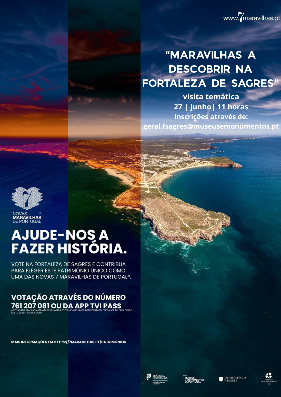 A Fortaleza de Sagres organiza a visita temática “Maravilhas a descobrir na Fortaleza de Sagres”, a acontecer no sábado, dia 27 de junho, com início às 11 horas