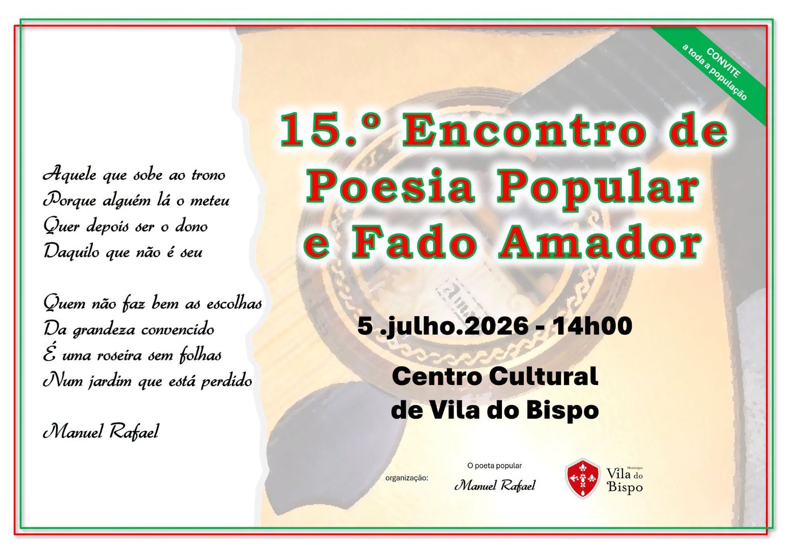 A poesia e o fado voltam a encontrar-se em Vila do Bispo