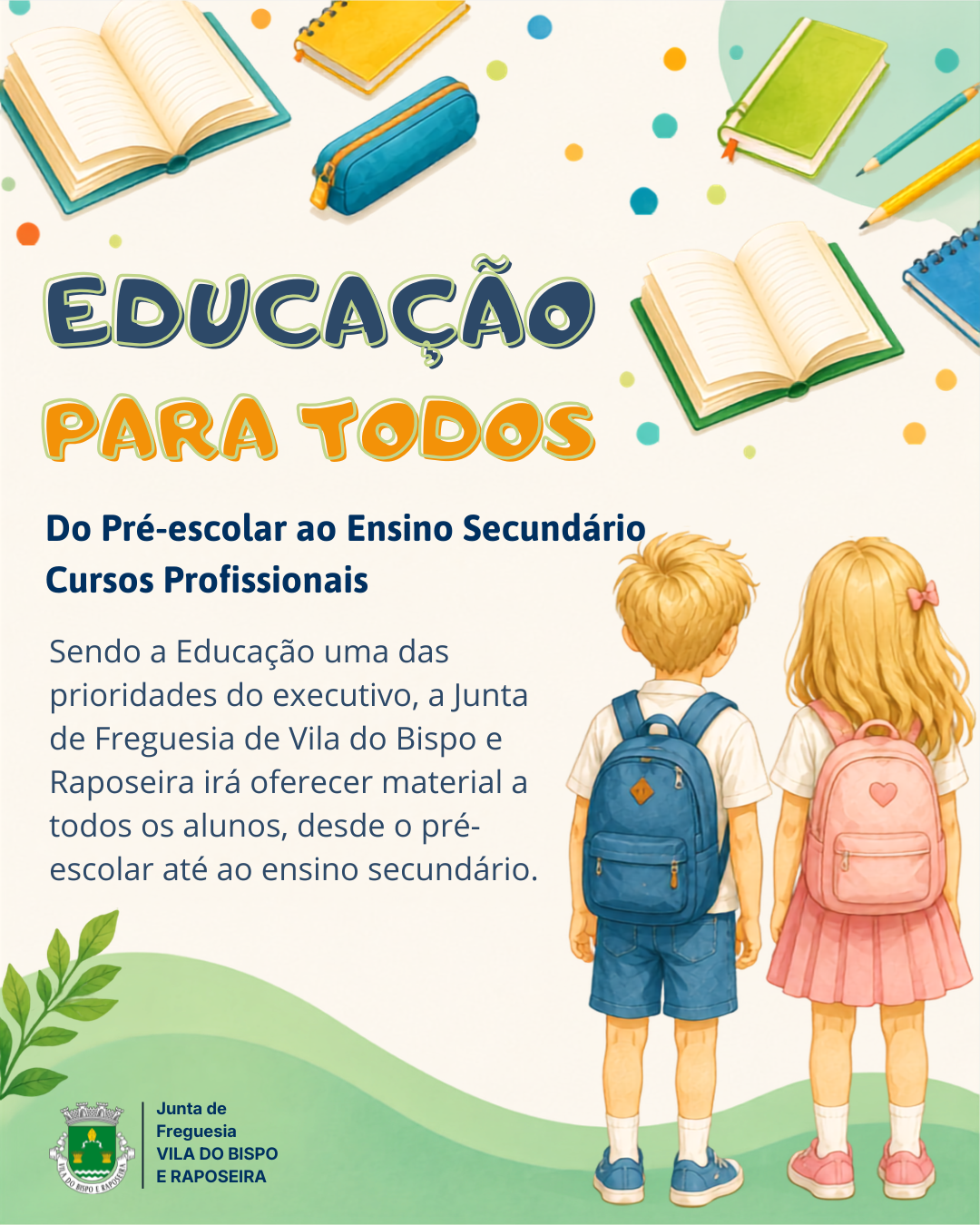 Continuar a apoiar: material escolar para todas as crianças e jovens da Freguesia