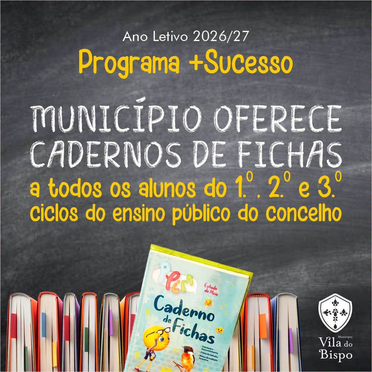 Município de Vila do bispo oferece cadernos de fichas aos alunos dos 1º, 2º e 3º ciclos do concelho