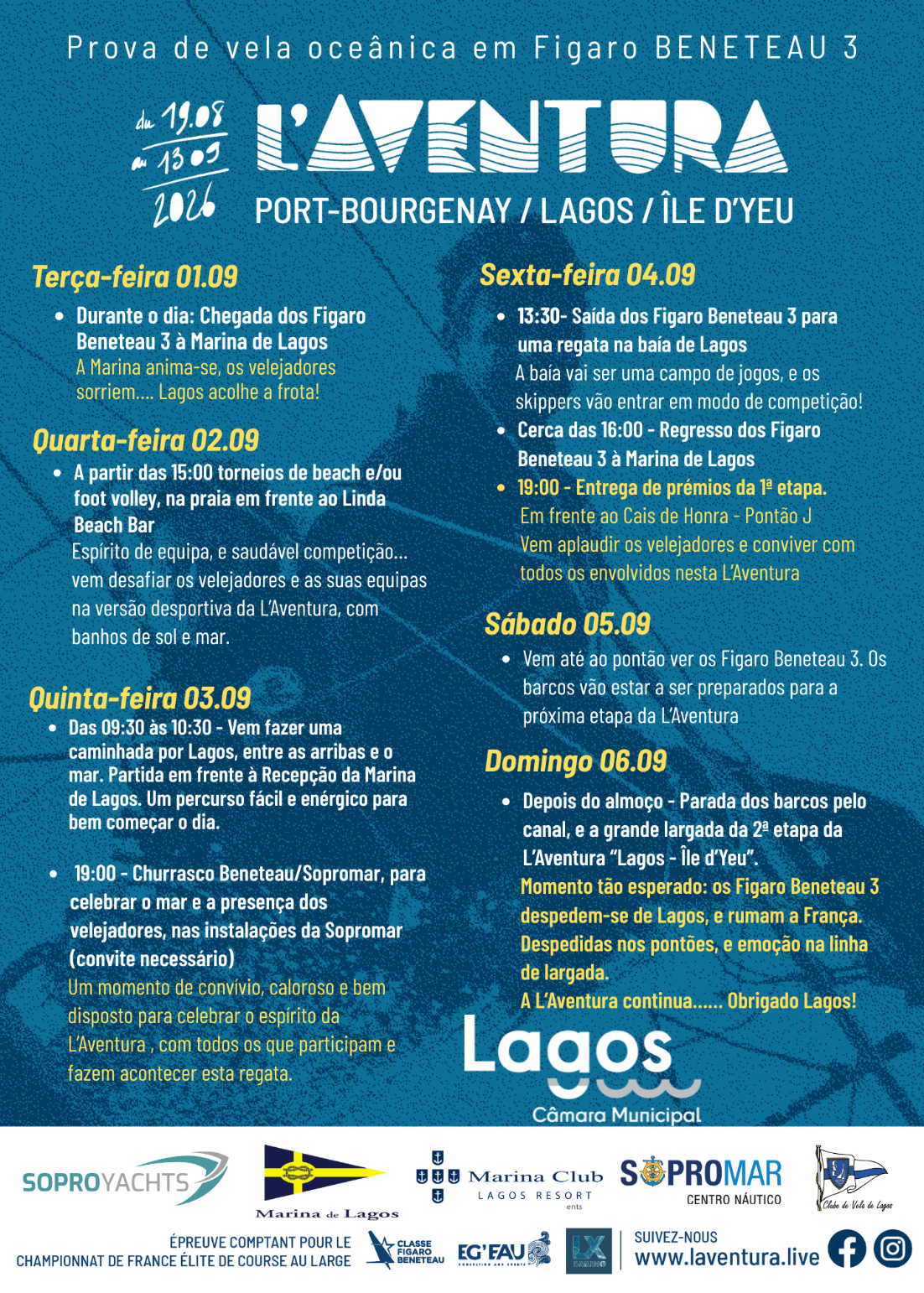 L’Aventura 2026 faz escala em Lagos e traz à cidade alguns dos nomes mais fortes da vela oceânica internacional