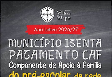 Município de Vila do Bispo isenta pagamento da Componente de Apoio à Família às crianças do pré-escolar da rede pública do concelho