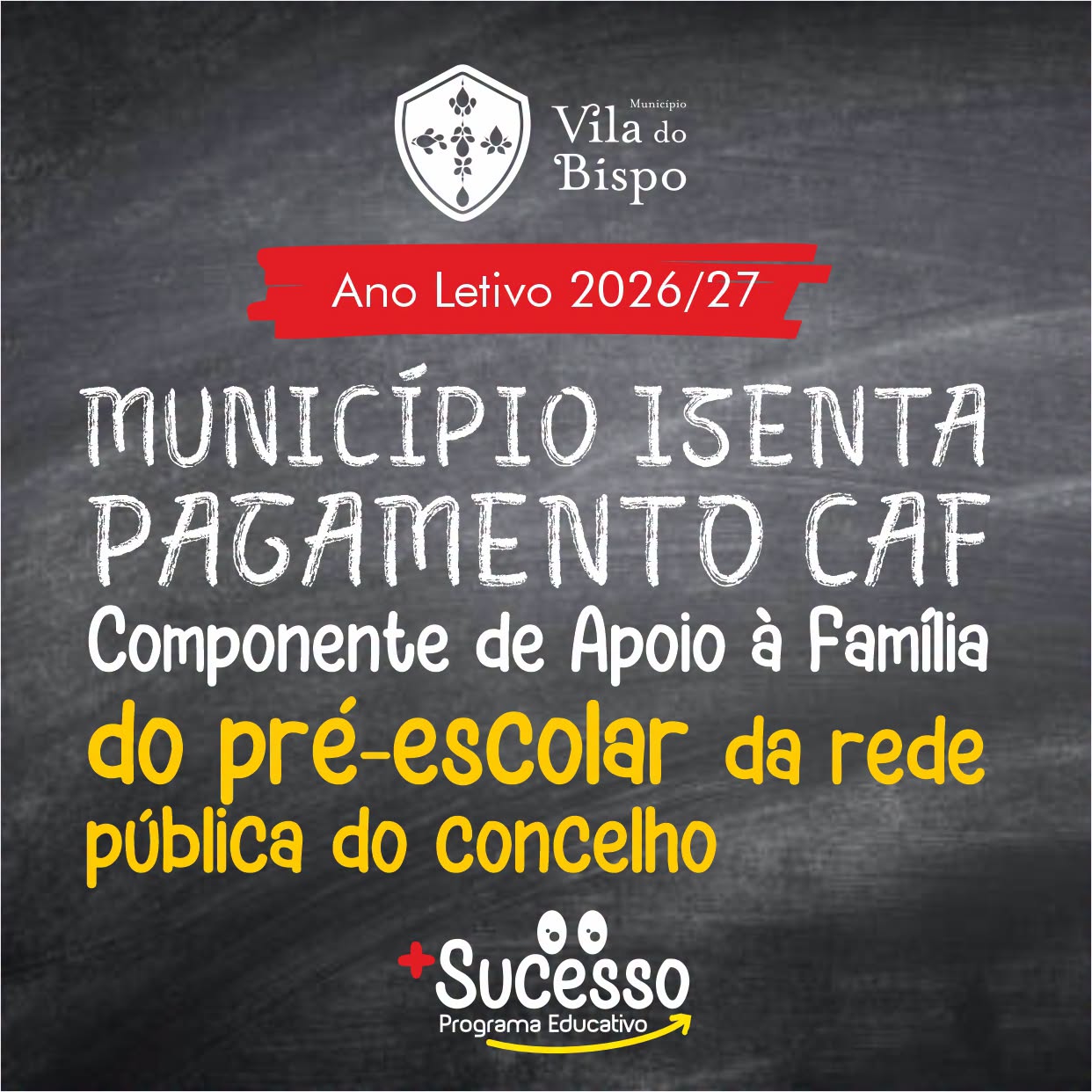Município de Vila do Bispo isenta pagamento da Componente de Apoio à Família às crianças do pré-escolar da rede pública do concelho