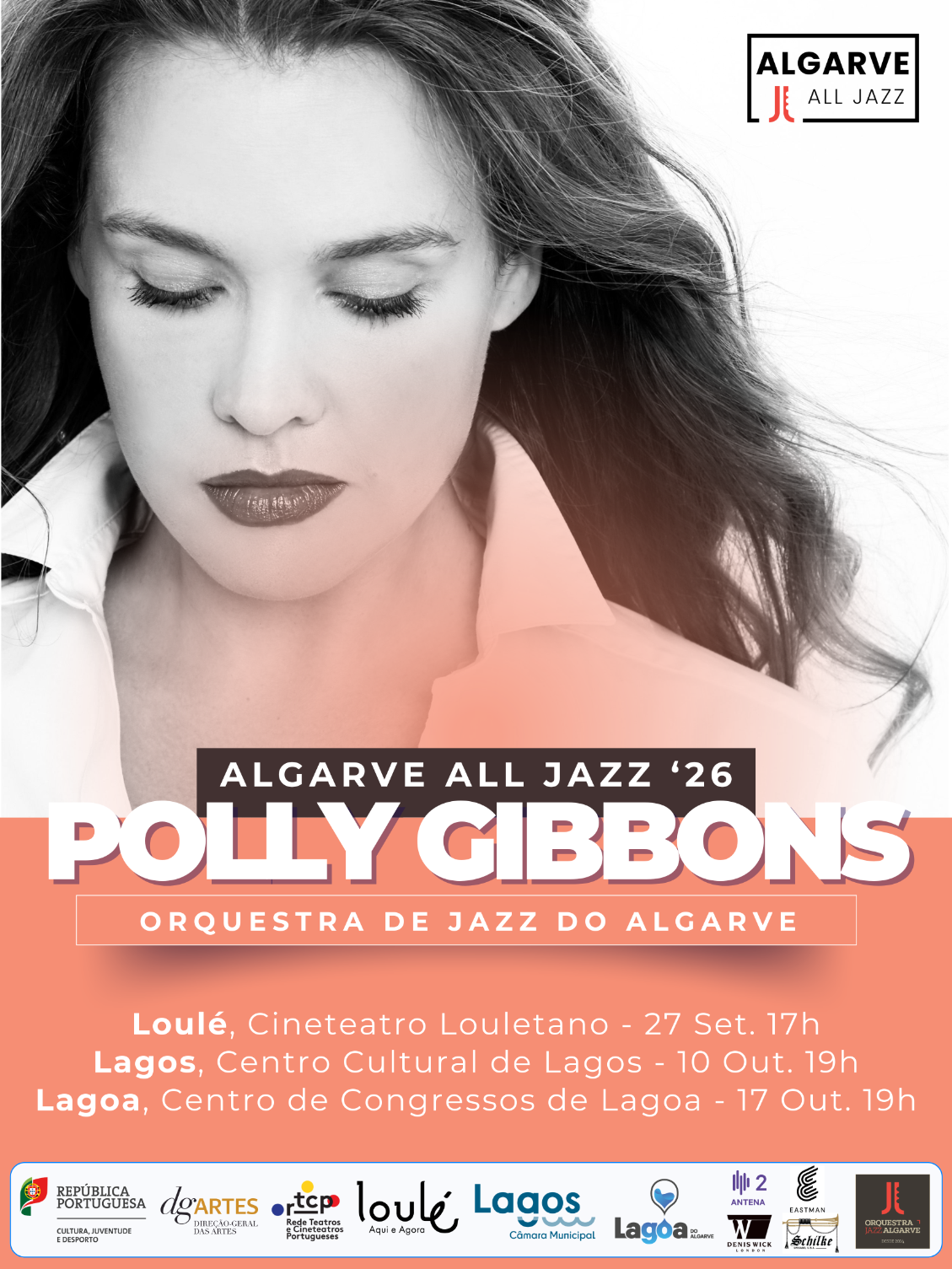 ALGARVE ALL JAZZ '26 - Polly Gibbons é a convidada internacional da 5.ª edição do festival itinerante da Orquestra de Jazz do Algarve