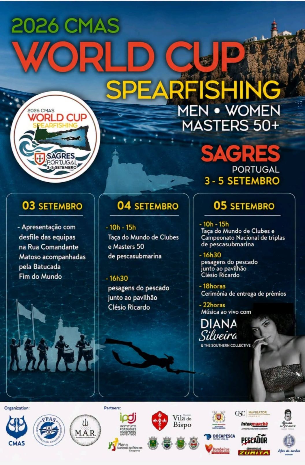 Sagres recebe a Taça do Mundo de Clubes e Campeonato Nacional de Triplas de Pesca Submarina