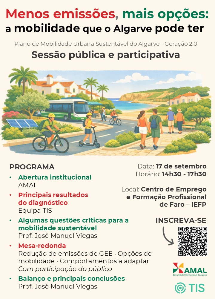 AMAL promove sessão pública “Menos emissões, mais opções: a mobilidade que o Algarve pode ter”
