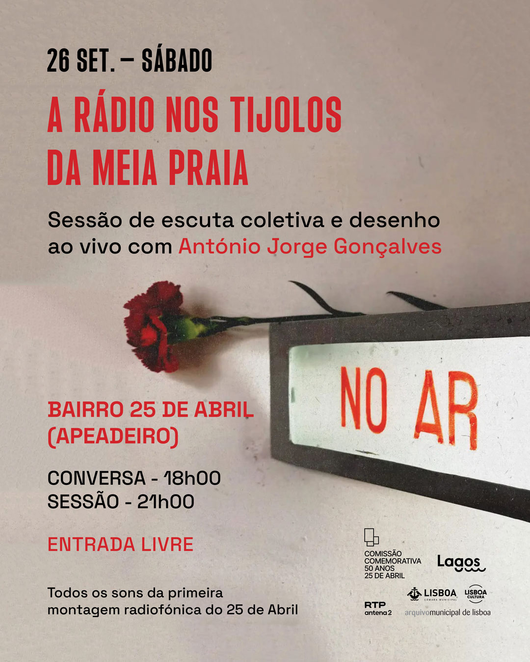 Meia Praia recebe sessão de escuta coletiva dos sons do 25 de Abril