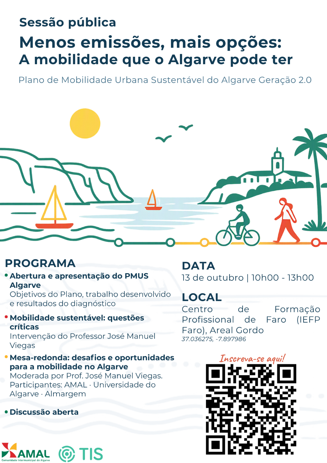 AMAL promove sessão pública “Menos emissões, mais opções: a mobilidade que o Algarve pode ter” | 13 de outubro