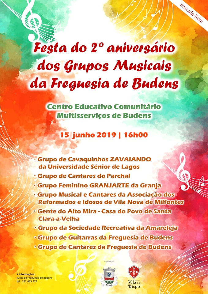 Festa do 2º aniversário dos Grupos Musicais da Freguesia de Budens