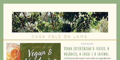 Todos os Sábados desfrute do Jantar Buffet Vegetariano e Vegano na Quinta do Vale da Lama