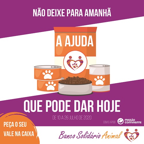 Banco Solidário Animal lança campanha de vales de 10 a 26 de Julho