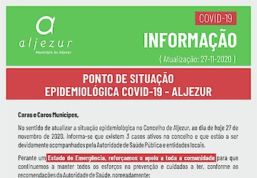 COVID-19: Situação epidemiológica em Aljezur [27/11/2020]