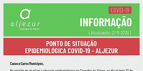 COVID-19: Situação epidemiológica em Aljezur [27/11/2020]