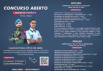 Força Aérea: Candidaturas abertas até 30 de Abril