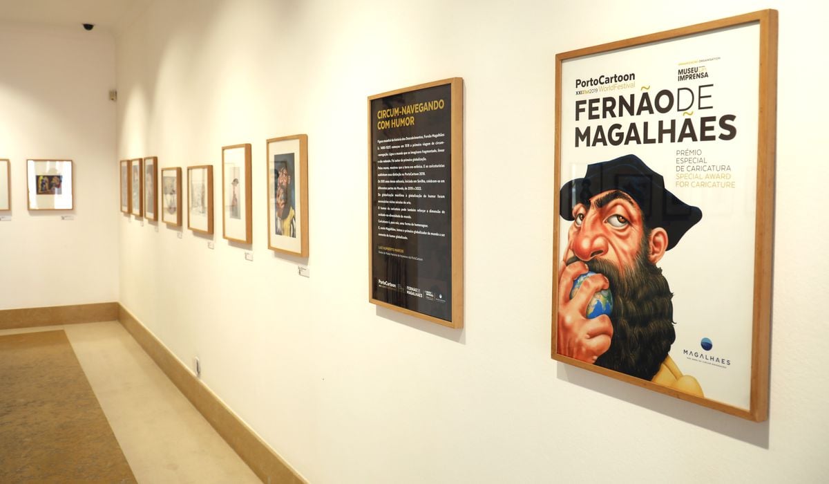 Exposição "Fernão de Magalhães na Caricatura" em exibição no Centro Cultural de Lagos